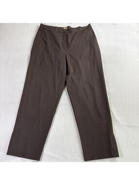 Caslon Wide Leg Dress Pants Brown Stretch Career Slacks 8W Fits 38X31 Pull On